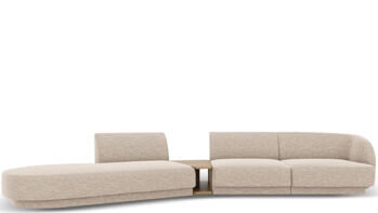 4-Sitzer Design Sofa „Miley“ mit Beistelltisch - Chenille Beige