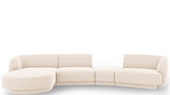 5-Sitzer Design Ecksofa „Miley“ mit abgerundeter Form und Eckteil links - Chenille