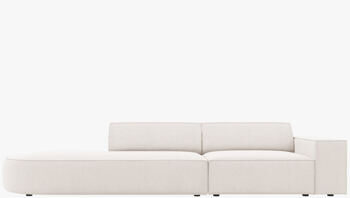 3-Sitzer Designsofa „Jodie“ mit abgerundetem Ottomane links - Strukturstoff