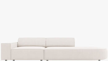 3-Sitzer Designsofa „Jodie“ mit abgerundetem Ottomane rechts - Strukturstoff