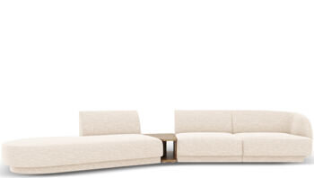 4-Sitzer Design Sofa „Miley“ mit Beistelltisch - Chenille Light Beige