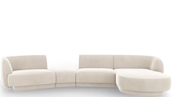 5-Sitzer Design Ecksofa „Miley“ mit abgerundeter Form und Eckteil rechts - Samtbezug