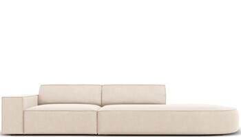 3-Sitzer Designsofa „Jodie“ mit abgerundetem Ottomane rechts - Samtbezug