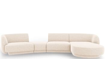 5-Sitzer Design Ecksofa „Miley“ mit abgerundeter Form und Eckteil rechts - Chenille