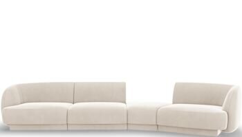 6-Sitzer Design Sofa „Miley II“ mit abgerundeter Form rechts - Samtbezug