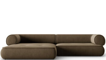 4-seater design corner sofa "Lily", chenille gray-brown