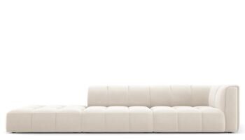 3-Sitzer Design Sofa „Adams“ mit Ottomane links, Samtbezug