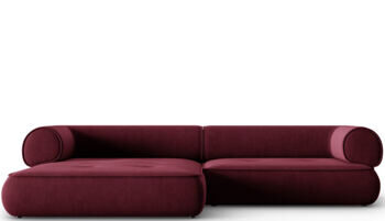 4-seater design corner sofa "Lily", chenille burgundy