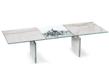 Extendable designer dining table "Quasar" 200-280 x 110 cm - ceramic marble Calacatta