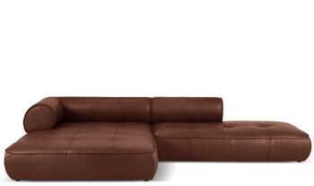 4-Sitzer Echtleder Design Ecksofa „Lily“ mit Ottomane, Cognac