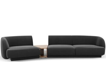 3-Sitzer Design Sofa „Miley“ mit Beistelltisch - Samtbezug Dunkelgrau