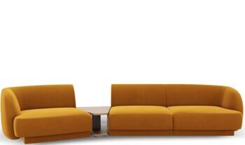 3-Sitzer Design Sofa „Miley“ mit Beistelltisch - Samtbezug Dunkelgrau