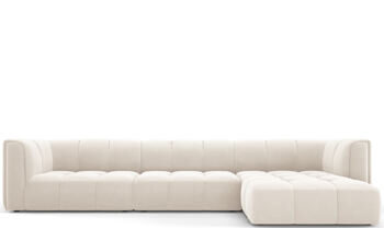 5-Sitzer Design Ecksofa „Adams“ mit Eckteil rechts, Samtbezug