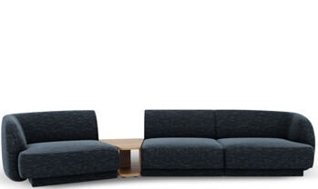 3-Sitzer Design Sofa „Miley“ mit Beistelltisch - Chenille Dunkelblau