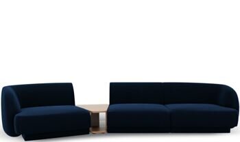 3-Sitzer Design Sofa „Miley“ mit Beistelltisch - Samtbezug Light Beige