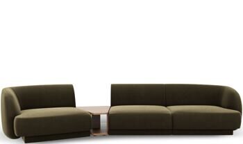 3-Sitzer Design Sofa „Miley“ mit Beistelltisch - Samtbezug Dunkelgrau