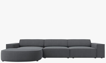 4-Sitzer Design Ecksofa „Jodie“ mit abgerundeter Chaiselongue links - Strukturstoff