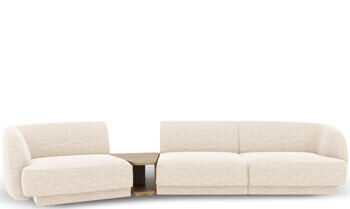 3-Sitzer Design Sofa „Miley“ mit Beistelltisch - Chenille Light Beige