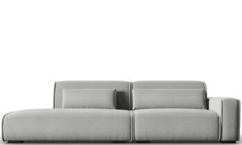 3-Sitzer Design Sofa „Lina“ mit Ottomane, Samtbezug - Grau