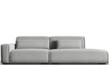 3-seater design sofa "Lina" with ottoman, velvet cover - gray