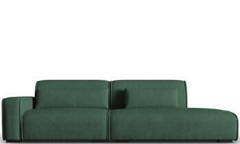 3-seater design sofa "Lina" with ottoman, textured fabric green