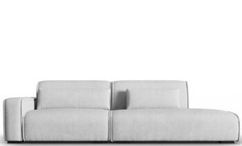 3-Sitzer Design Sofa „Lina“ mit Ottomane, Strukturstoff Silver