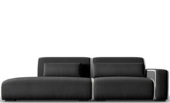 3-Sitzer Design Sofa „Lina“ mit Ottomane, Samtbezug - Anthrazit/Grau