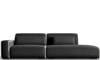 3-seater design sofa "Lina" with ottoman, velvet upholstery - anthracite/grey