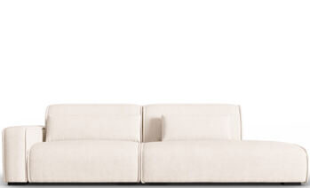 3-seater design sofa "Lina" with ottoman, textured fabric light beige