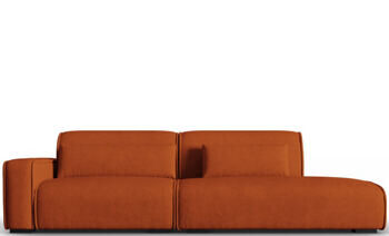 3-seater design sofa "Lina" with ottoman, textured fabric terracotta