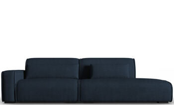 3-Sitzer Design Sofa „Lina“ mit Ottomane, Strukturstoff Dunkelblau