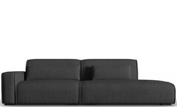 3-Sitzer Design Sofa „Lina“ mit Ottomane, Strukturstoff Dunkelgrau