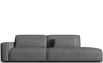 3-Sitzer Design Sofa „Lina“ mit Ottomane, Strukturstoff Grau