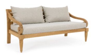 In-/Outdoor 3-Sitzer Sofa „Karuba“ aus Teakholz, Beige