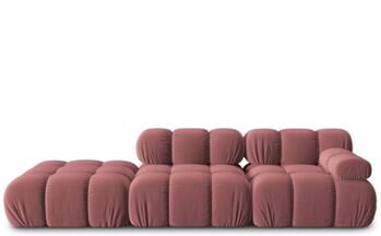 Modular 4-seater design sofa "Bellis" with ottoman on the left - velvet upholstery