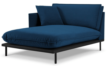 Chaise longue design "Auguste" recouverte de velours - bleu roi