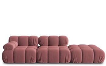 Modular 4-seater design sofa "Bellis" with ottoman on the right - velvet upholstery