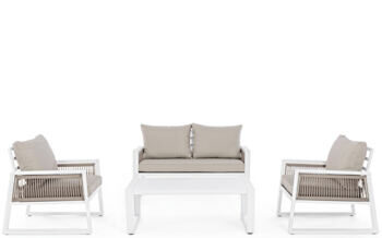 4-seater outdoor design garden lounge "Captiva" - white/beige