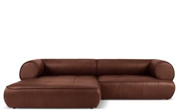 4-Sitzer Echtleder Design Ecksofa „Lily“, Cognac