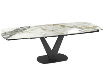 Extendable designer dining table "Grande Bellagio" made of ceramic 160-240 x 100 cm, Doro glossy