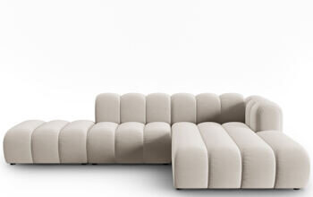 5-Sitzer Design Modul Ecksofa „Lupine“ mit Eckteil rechts - Samtbezug