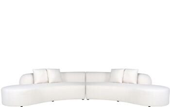 Abgerundetes Design Sofa „Greyson“ für sechs Personen, White Furry