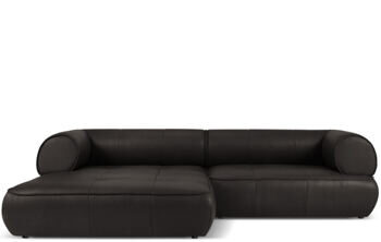 4-seater real leather design corner sofa "Lily", black