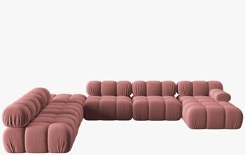 Modulares 7-Sitzer Design Panorama-Sofa „Bellis“ mit lange Seite rechts - Samtbezug