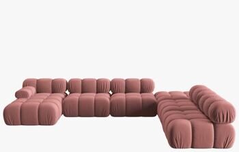 Modulares 7-Sitzer Design Panorama-Sofa „Bellis“ mit lange Seite links - Samtbezug