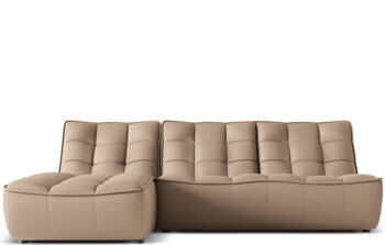 4-Sitzer Echtleder Design Ecksofa „Moni“, Beige Dunkel