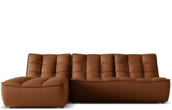 4-Sitzer Echtleder Design Ecksofa „Moni“, Marron