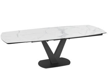 Extendable designer dining table "Grande Bellagio" made of ceramic 160-240 x 100 cm, light marble look