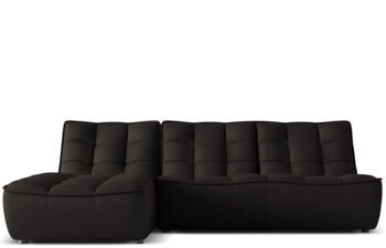 4-Sitzer Echtleder Design Ecksofa „Moni“, Schwarz