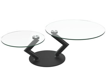 Ausziehbarer, flexibler Design Couchtisch „Vega“ Klarglas, 105-139 x 80 cm